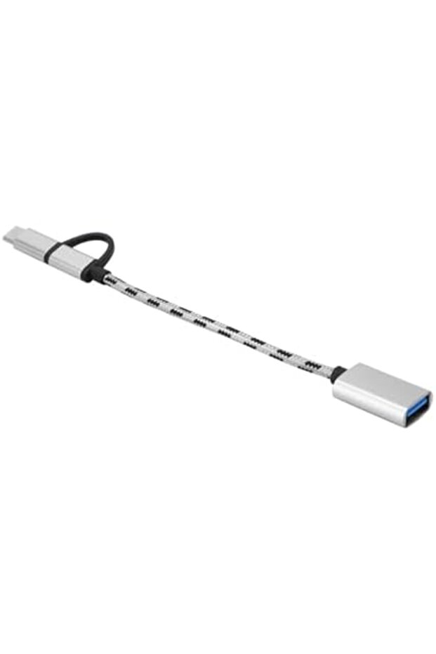 محول كابل بيانات ميكرو USB Type-C 2 في 1 - فضي - 5