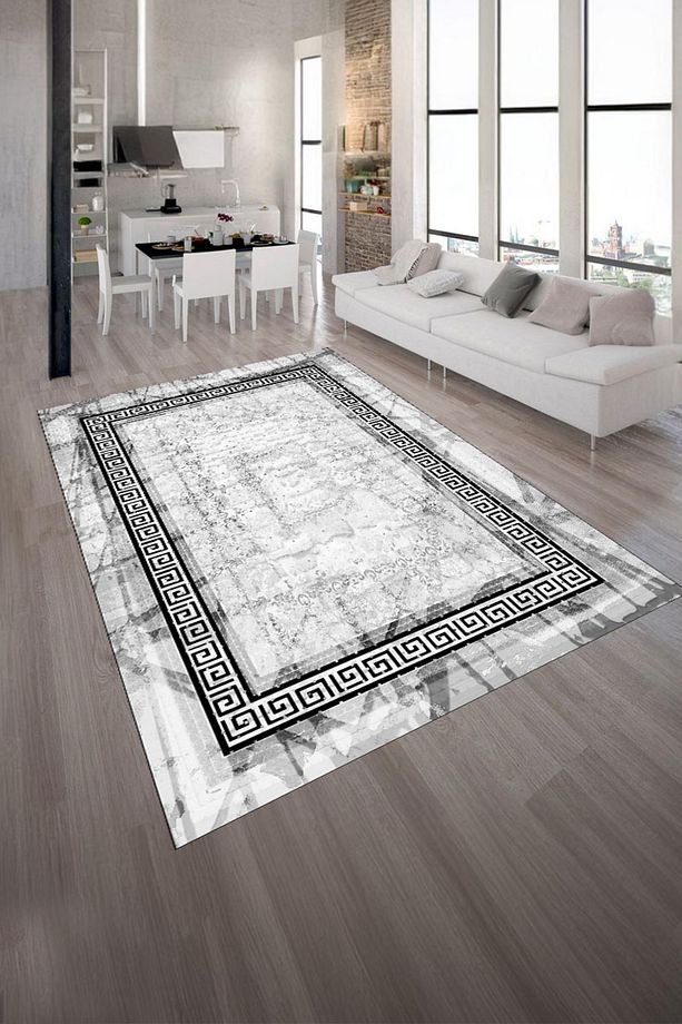 Makinede Yıkanabilir Kaymaz Taban Leke Tutmaz Eskitme Desenli Salon ve Yolluk Halısı - 1