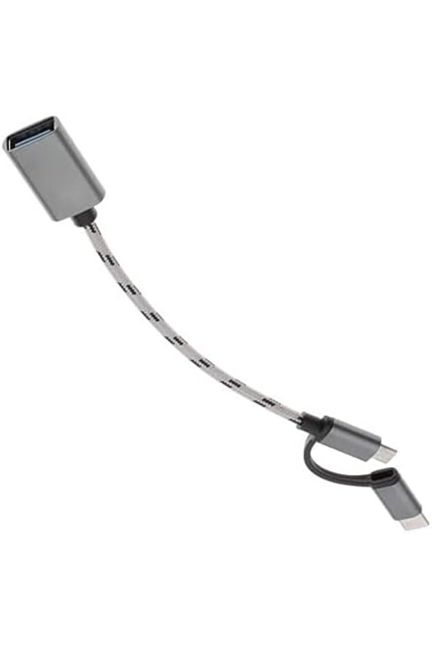 محول كابل بيانات ميكرو USB Type-C 2 في 1 - فضي - 4