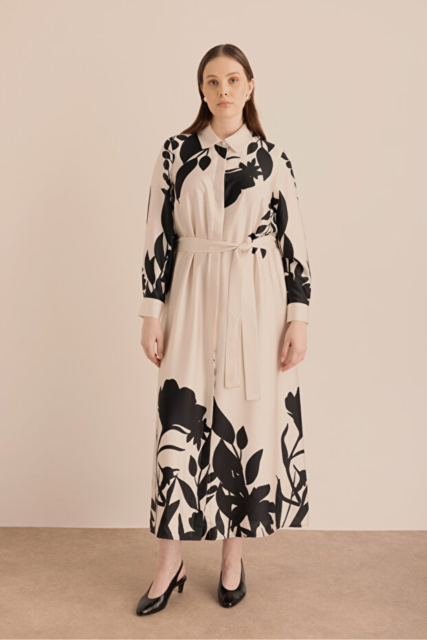 Desenli Gömlek Elbise - 5