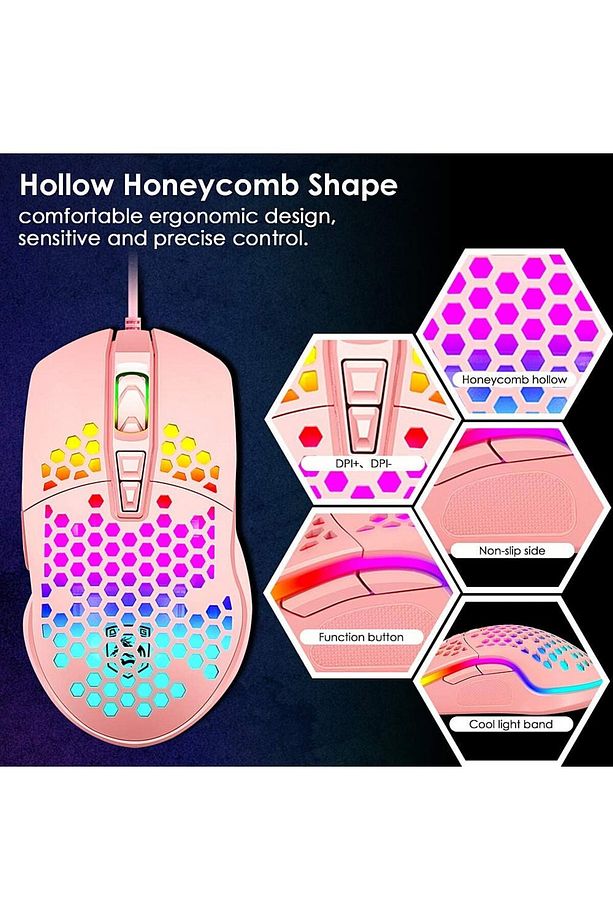 K660 Pembe - Mavi Switch Gamer Klavye G11 Pembe Oyuncu Mouse Seti - 5