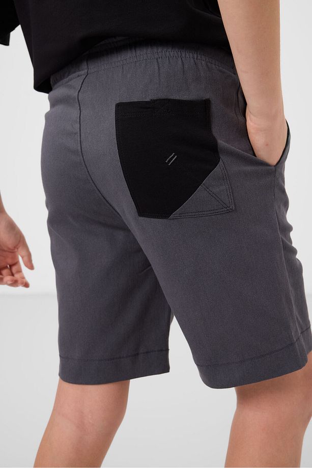 Siyah-Gri Pamuklu Oversize Fit Dokuma Hafif Esnek Chino Erkek Çocuk Şort Takım - 11278 - 7