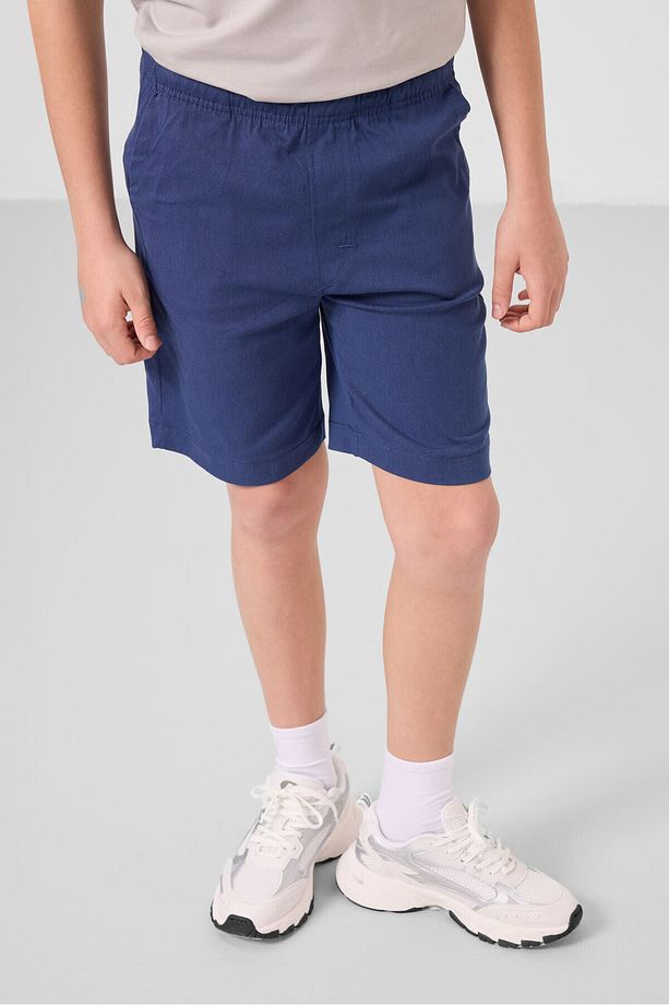 Taş-Parlament Pamuklu Oversize Fit Dokuma Hafif Esnek Chino Erkek Çocuk Şort Takım - 11278 - 3