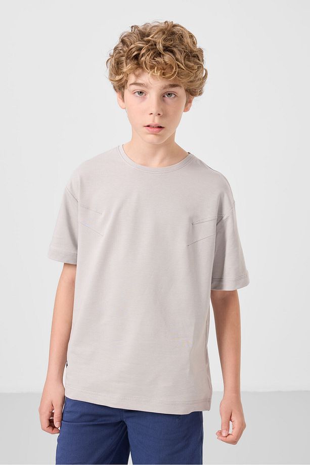 Taş-Parlament Pamuklu Oversize Fit Dokuma Hafif Esnek Chino Erkek Çocuk Şort Takım - 11277 - 6