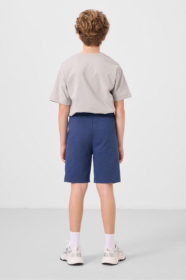 Taş-Parlament Pamuklu Oversize Fit Dokuma Hafif Esnek Chino Erkek Çocuk Şort Takım - 11277 - 8