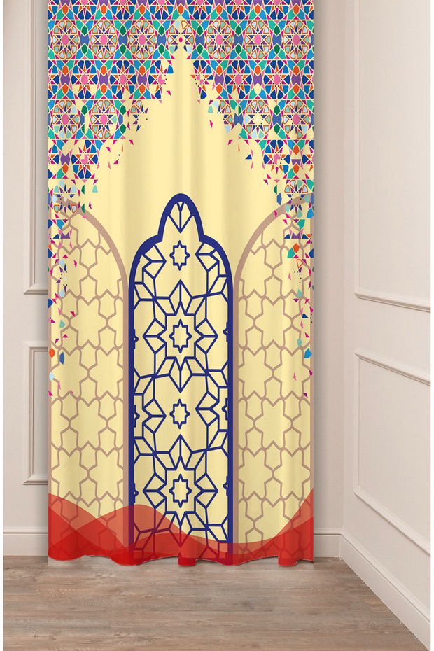 Authentic, Anatolian, Ethnic, Bohemian Patterned Special Design Digital Printed (Single Wing) Modern Stylish Background Curtain