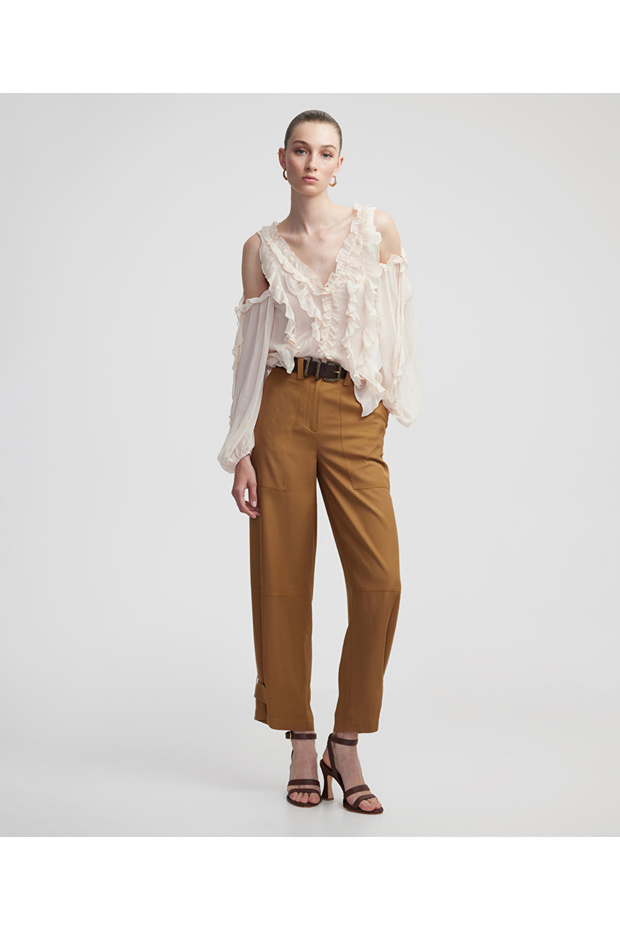 Fırfırlı cutout bluz - 2