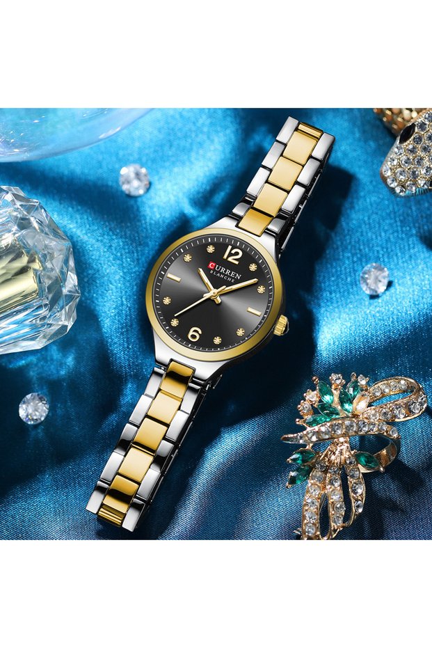 9105 Chic Elegant Lady's Quartz Watch Steel Strap Life Waterproof Simple Style Casual Women W