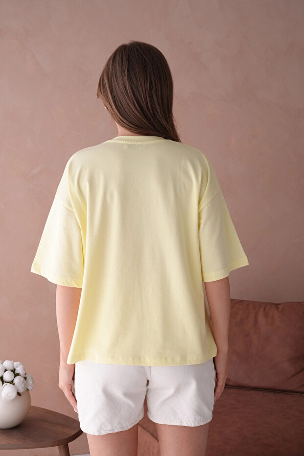 Sarı Kısa Kol Basic T-Shirt - 8