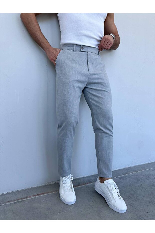 Slim Fit Straight Lycra Men's Fabric Trousers