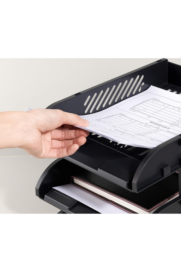 Stackable Trays With Spacers 3 Pcs/Set Black Deli - 2