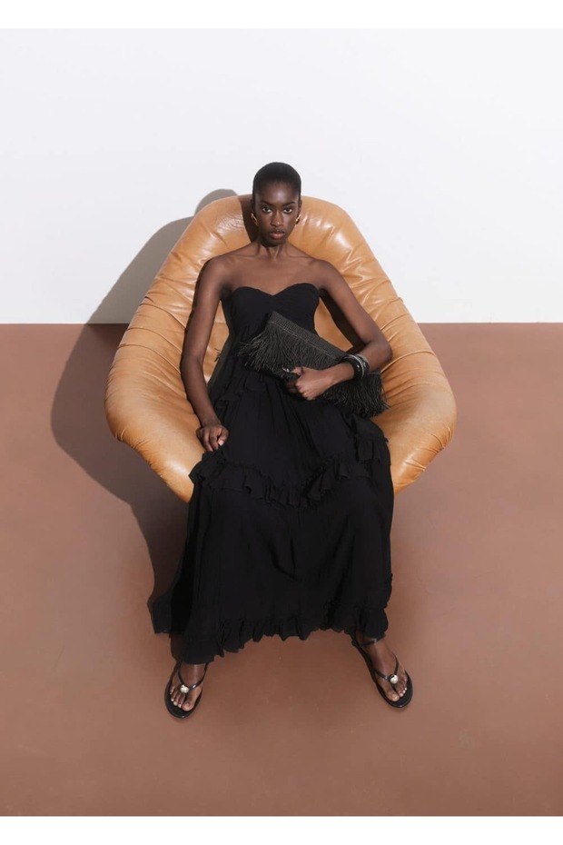 Straplez maksi elbise - 8