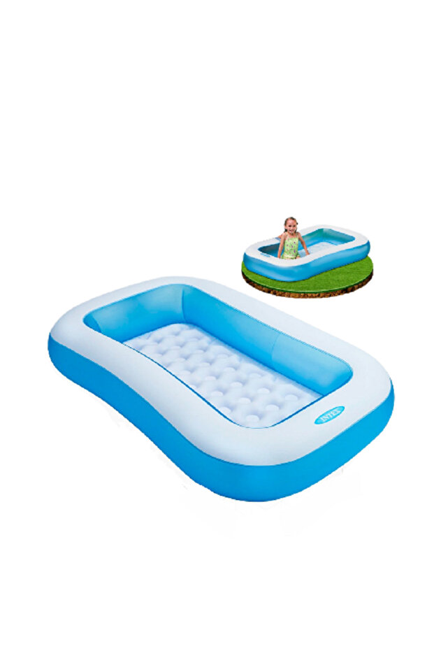 Inflatable Rectangular Pool Blue And White - 1