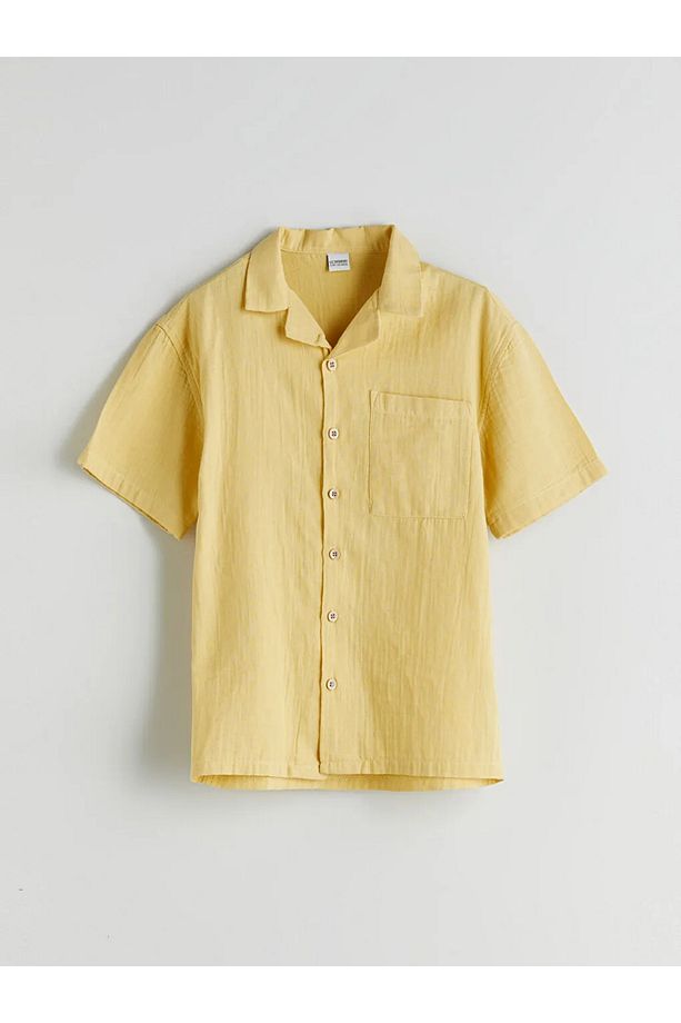LCW Kids Sari Basic Kısa Kollu Erkek Çocuk Gömlek - 1