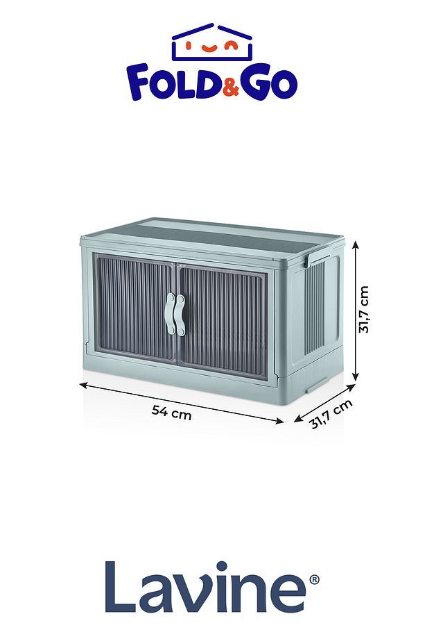 Fold&Go Tekli Portatif Organizer Dolap ”Mavi” Çok Amaçlı Mıknatıs Kapaklı Katlanır Istiflenebilir - 3