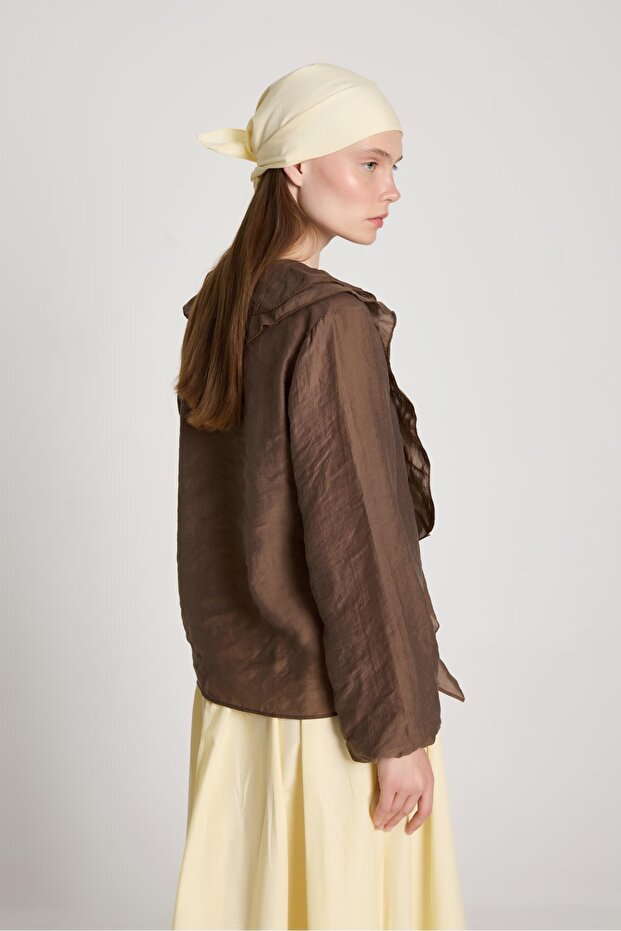 Καφέ μπλούζα Esmee Frilly - 5