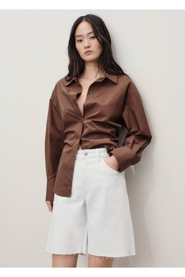 Paçaları dikişsiz denim bermuda şort - 8