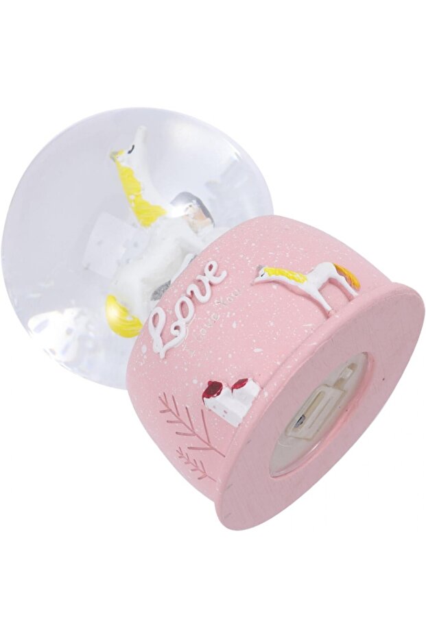 Mini Işıklı Sevimli Atlı Kız Kar Küresi - 2