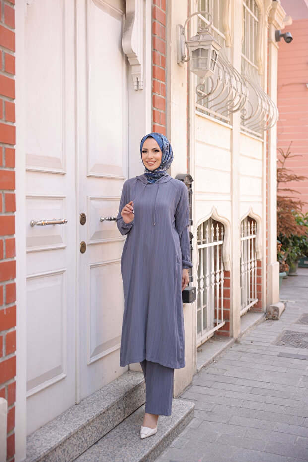 طقم بدلة رمادية مزدوجة - 2