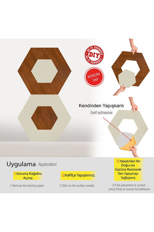 Kendinden Yapışkanlı Yer Duvar Kaplama Pvc Parke Kaplama Altınmeşe Huş 40*46 Cm 0,57 M2/4adet - 4