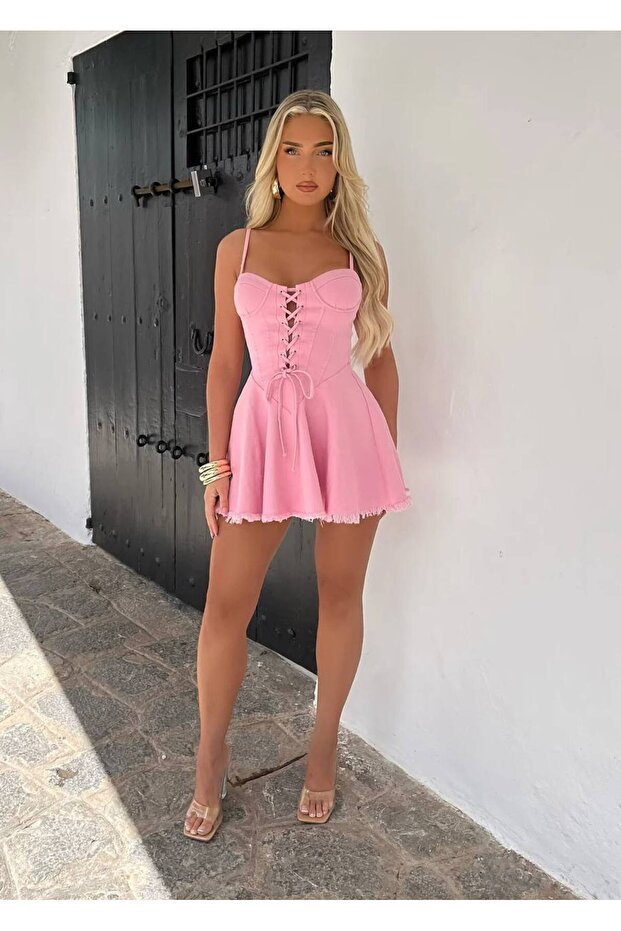 Denim Mini Elbise - 3