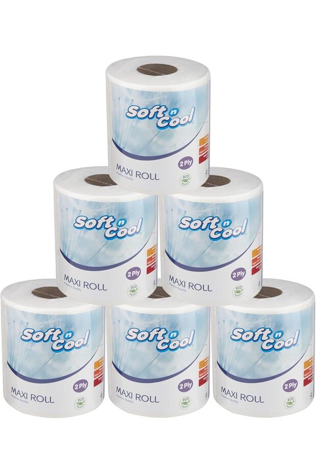 Highly Absorbent Premium Quality Paper Maxi Roll | 2-ply, 130 Meters - 590 Sheets Per Roll