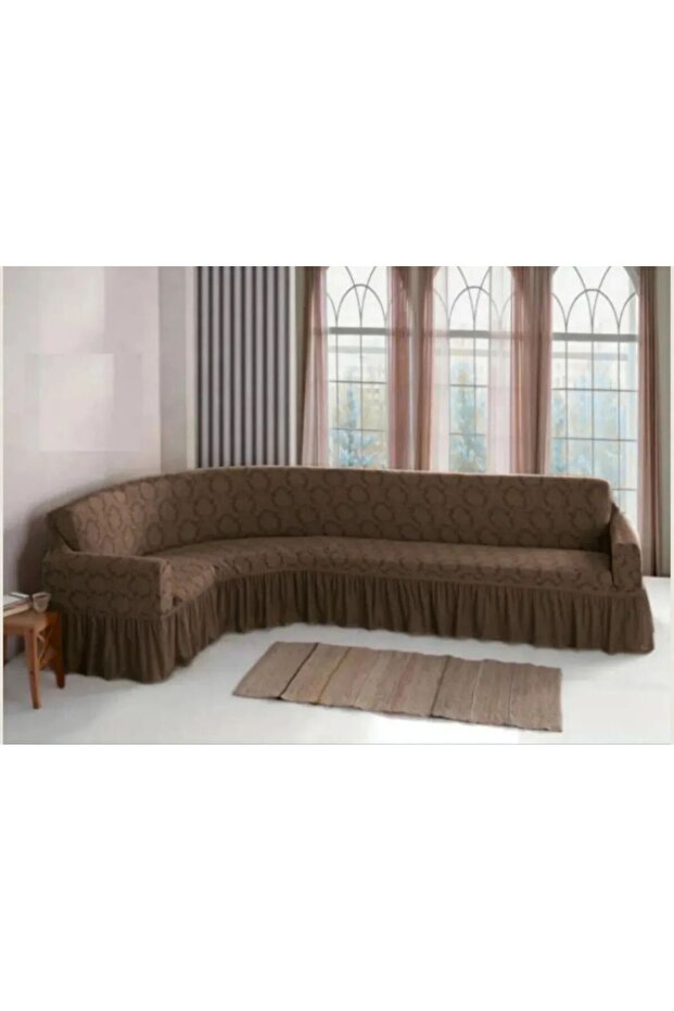 JACQUARD PAISLEY PATTERN L CORNER 5 PERSON SOFA COVER SEAT COVER SOFA COVER WITH SKIRT RUBBERIZED STANDARD