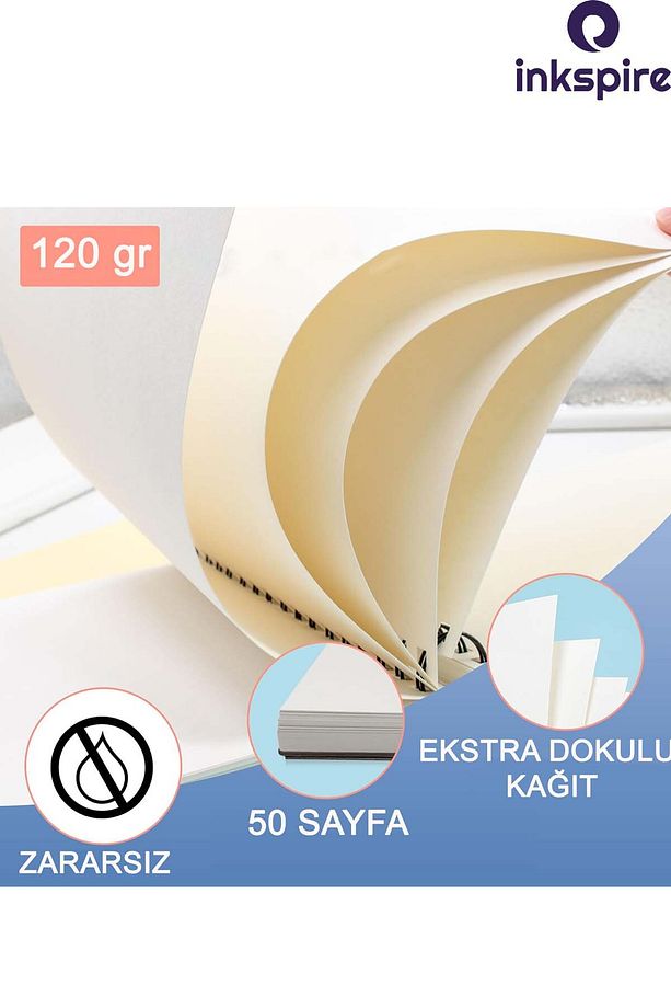 A4 Eskiz Defteri 120 Gr Spiralli 1 Adet Telli Eskis Defteri Üstten Açmalı Ezkiz Çizim Sketch Book - 3