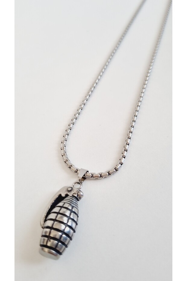 316L Stainless Steel Silver Bomb Figure Necklace (with Gift Box)