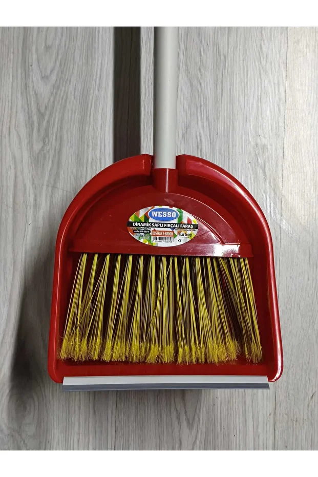 3Pcs Dynamic Handle Brush Dustpan Red Pyramid Cabin Dustpan Brush - 4