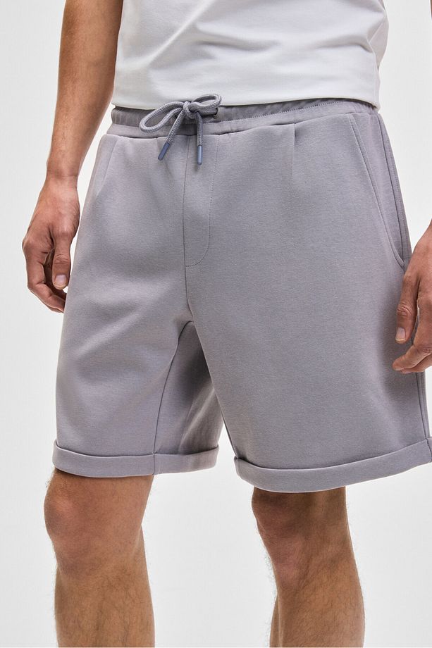 YOURI Erkek Beli Lastikli Arka Tek Cepli Relaxed Fit Lila Şort - 3