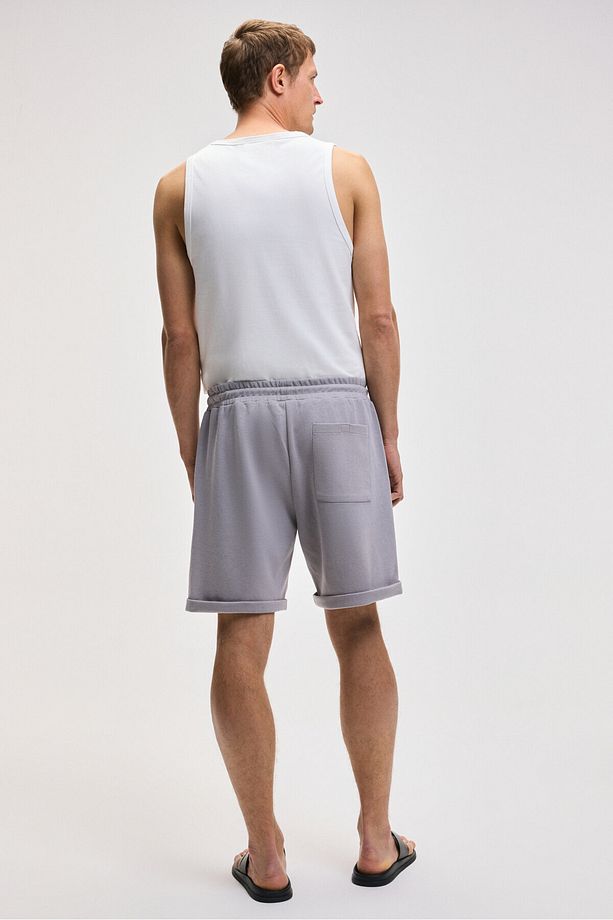 YOURI Erkek Beli Lastikli Arka Tek Cepli Relaxed Fit Lila Şort - 6