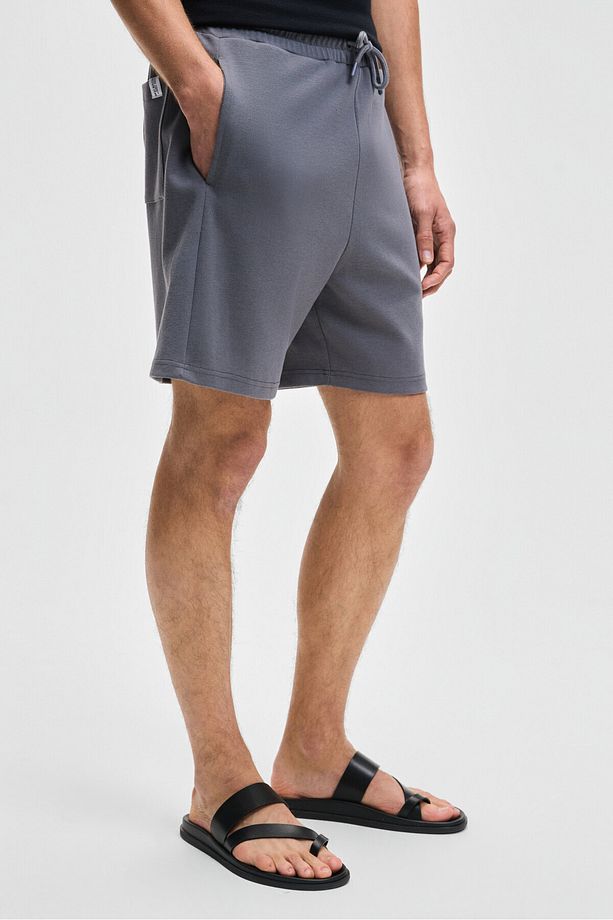 TYRONE Erkek Beli Lastikli Arka Tek Cepli Relaxed Fit Gri Şort - 3