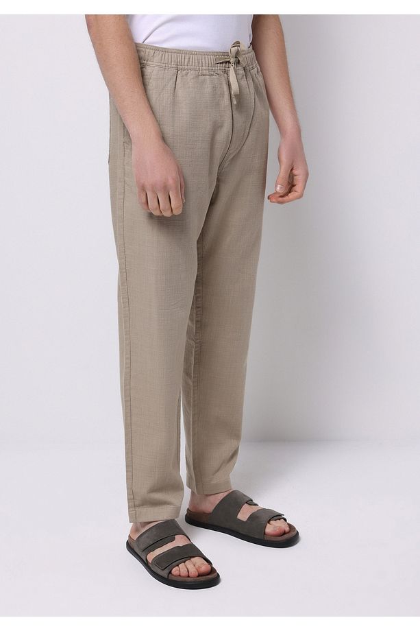 Regular Fit Orta Bel Uzun Paça Erkek Bej Pantolon - 4