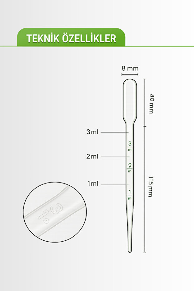Pastör Pipet 3 ml (Paket/ 200 Aadet) - 3