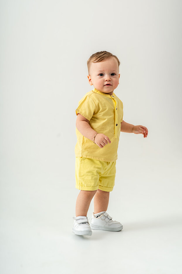 Erkek Çocuk Gömlek-Gardin Şort Alt Üst Takım - 1