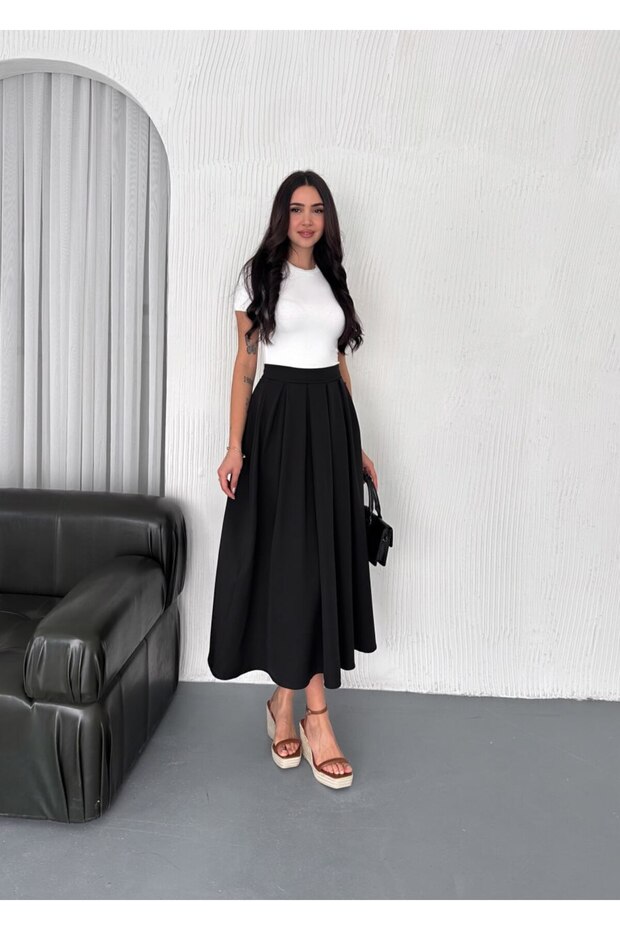 TESETTÜR DABIL نسيج مطوي 91 سم تنورة طويلة كاملة الطول