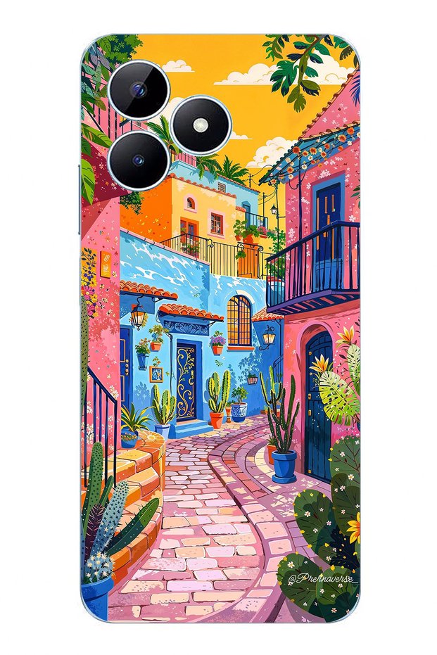 Realme Note 50 Compatible Colorful Art Street Silicone Case