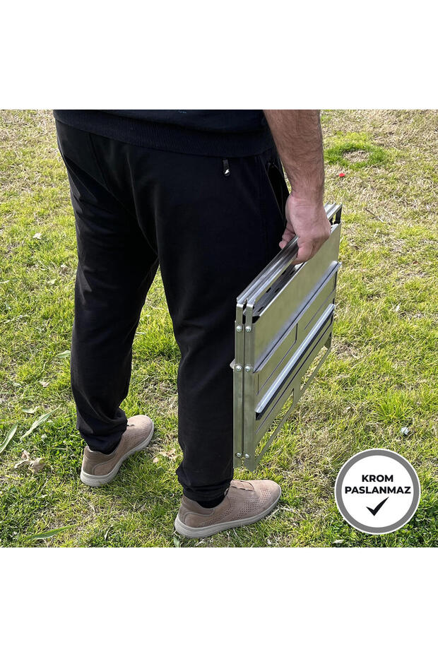 Katlanır Krom Paslanmaz Mangal - 4