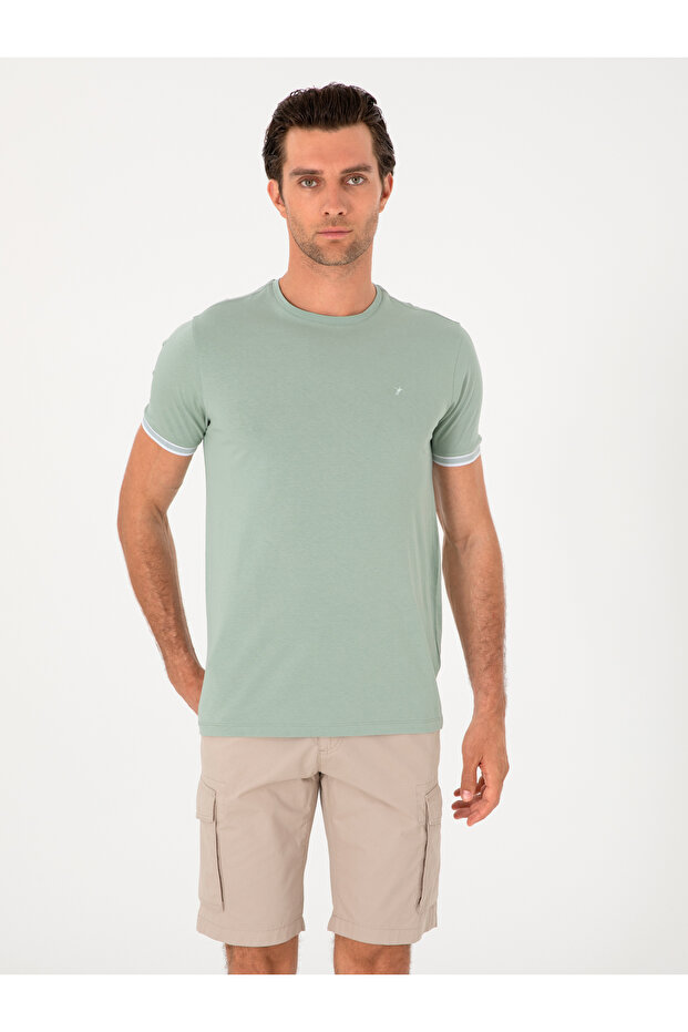 Mint Regular Fit 100% Cotton Crew Neck T-Shirt 50301318-Vr090
