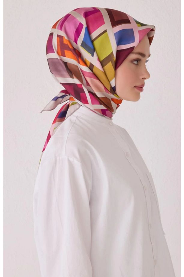 Tivil İpek Eşarp 4051-06 Pembe Karışık Desen - 3