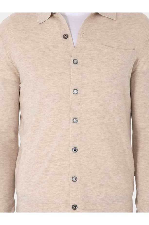 Bej Regular Fit Yün Karışımlı Triko Hırka 50299422-VR011 - 6