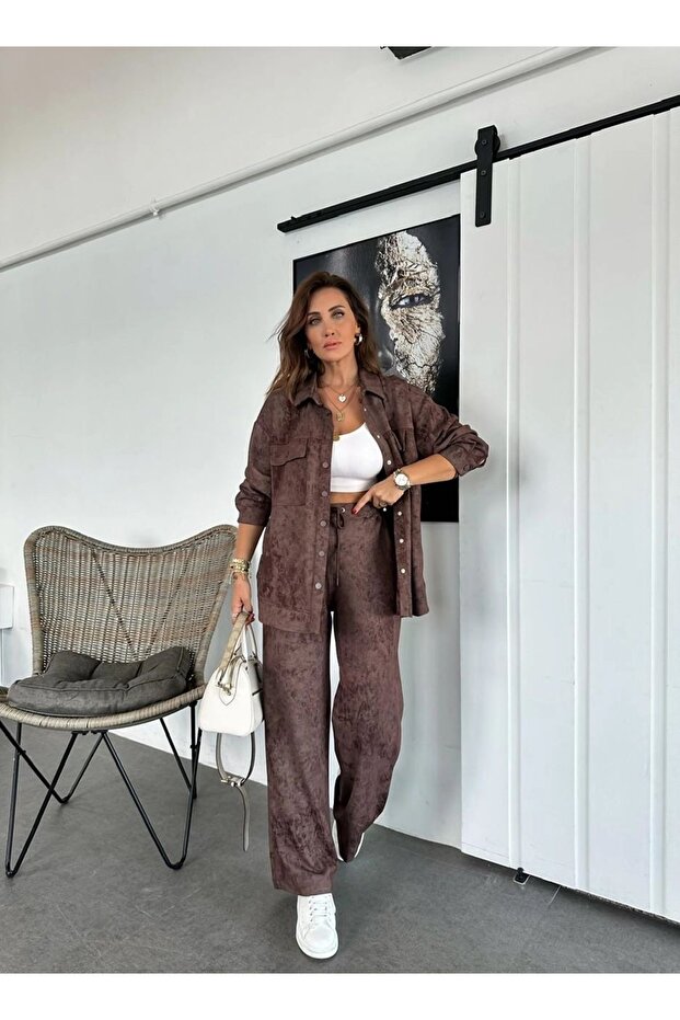 Exotic Asortic Women's Tie-Dye Patterned Premium Design Tunic Trousers Double Set