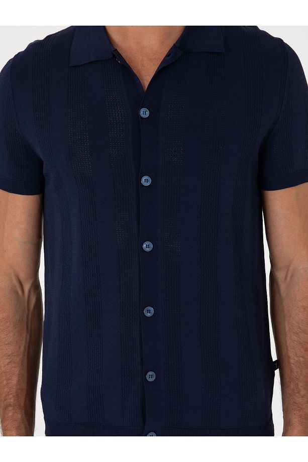 Lacivert Regular Fit Kısa Kollu Triko Hırka 50300812-VR033 - 6
