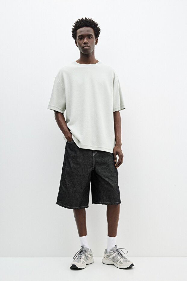 Kısa kollu yapılı sweatshirt - 2