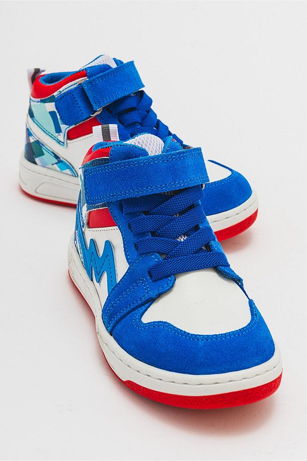 Unisex Çocuk Saks Mavi Baskı Hakiki Deri Anatomik Sneakers Bot - 4