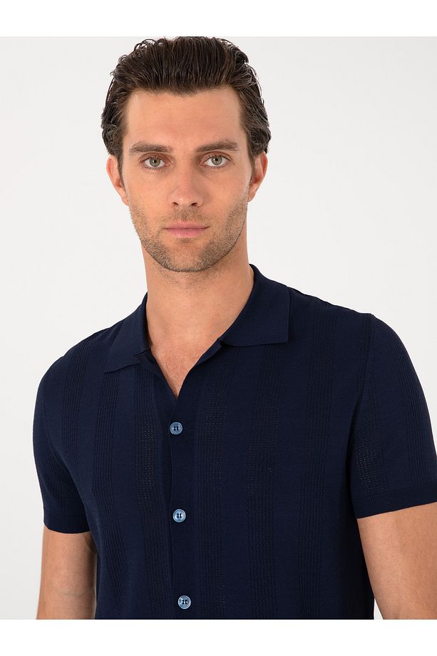 Lacivert Regular Fit Kısa Kollu Triko Hırka 50300812-VR033 - 2