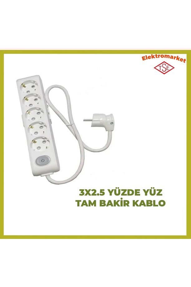 Multi-let 5 'li 6 Metre Anahtarlı Topraklı Çocuk Korumalı (3x2.5 TTR TAM BAKIR KALIN KABLOLU) - 1