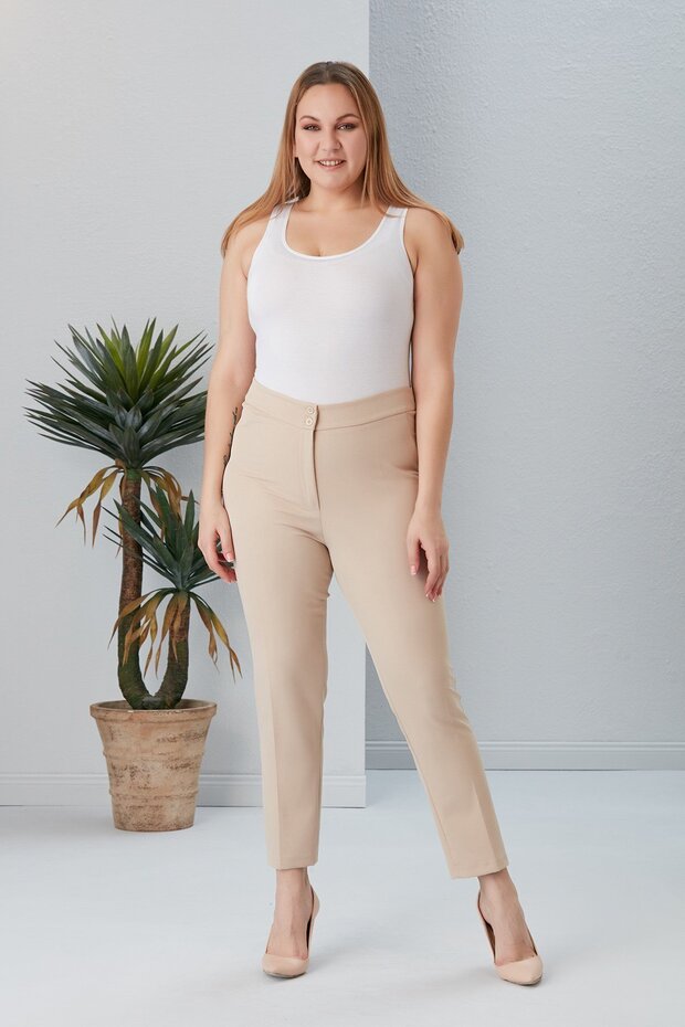 Women's Rmg Plus Size High Waist Fabric Pants