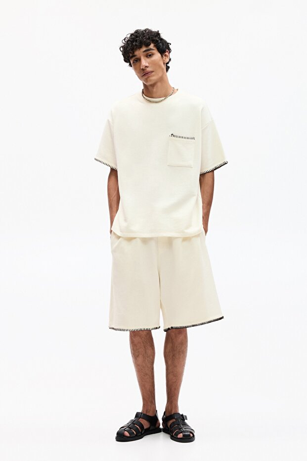 Kontrast dikişli t-shirt - 2